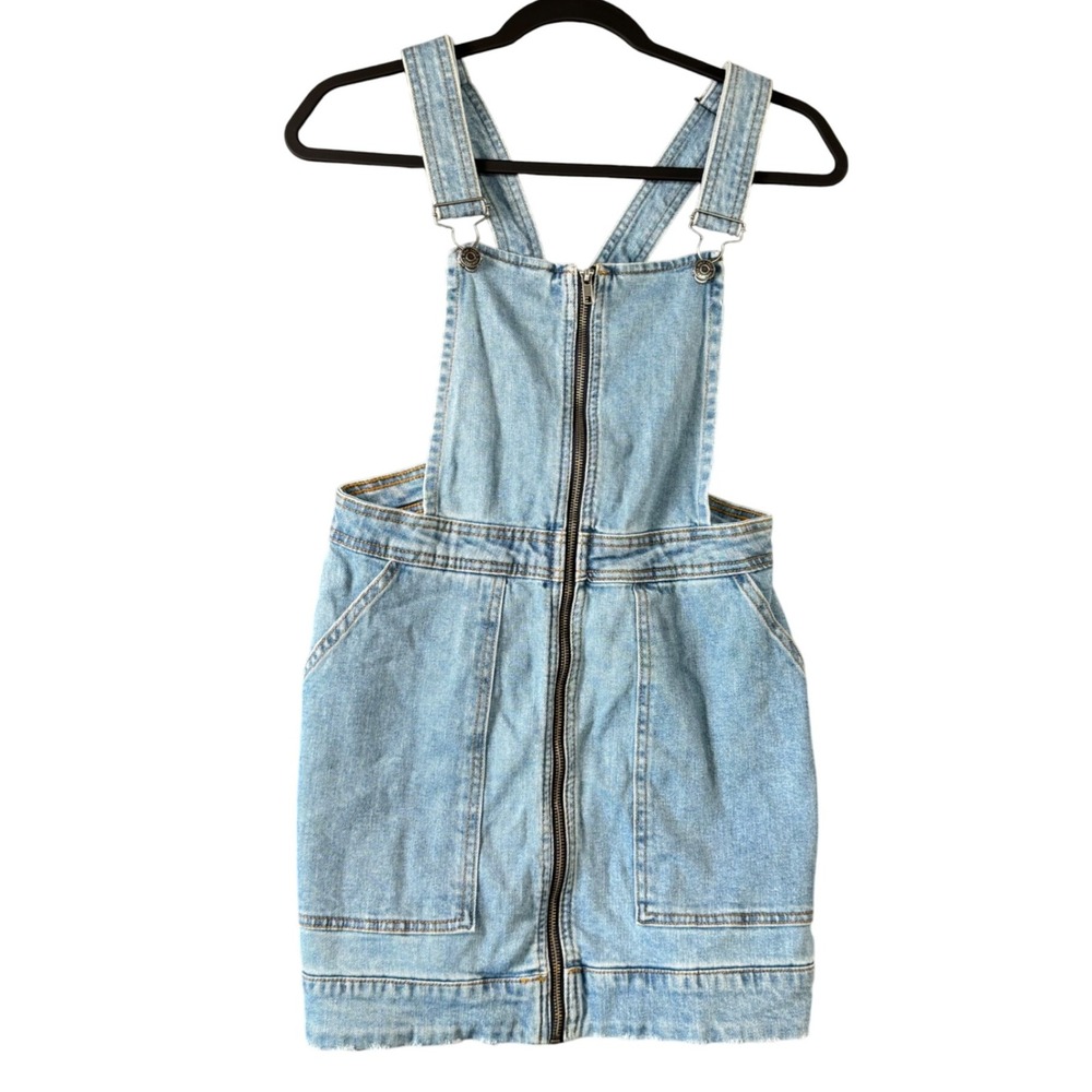 Light Wash Denim Overall Mini Dress S Y2K Streetwear Casual Vintage Grunge
